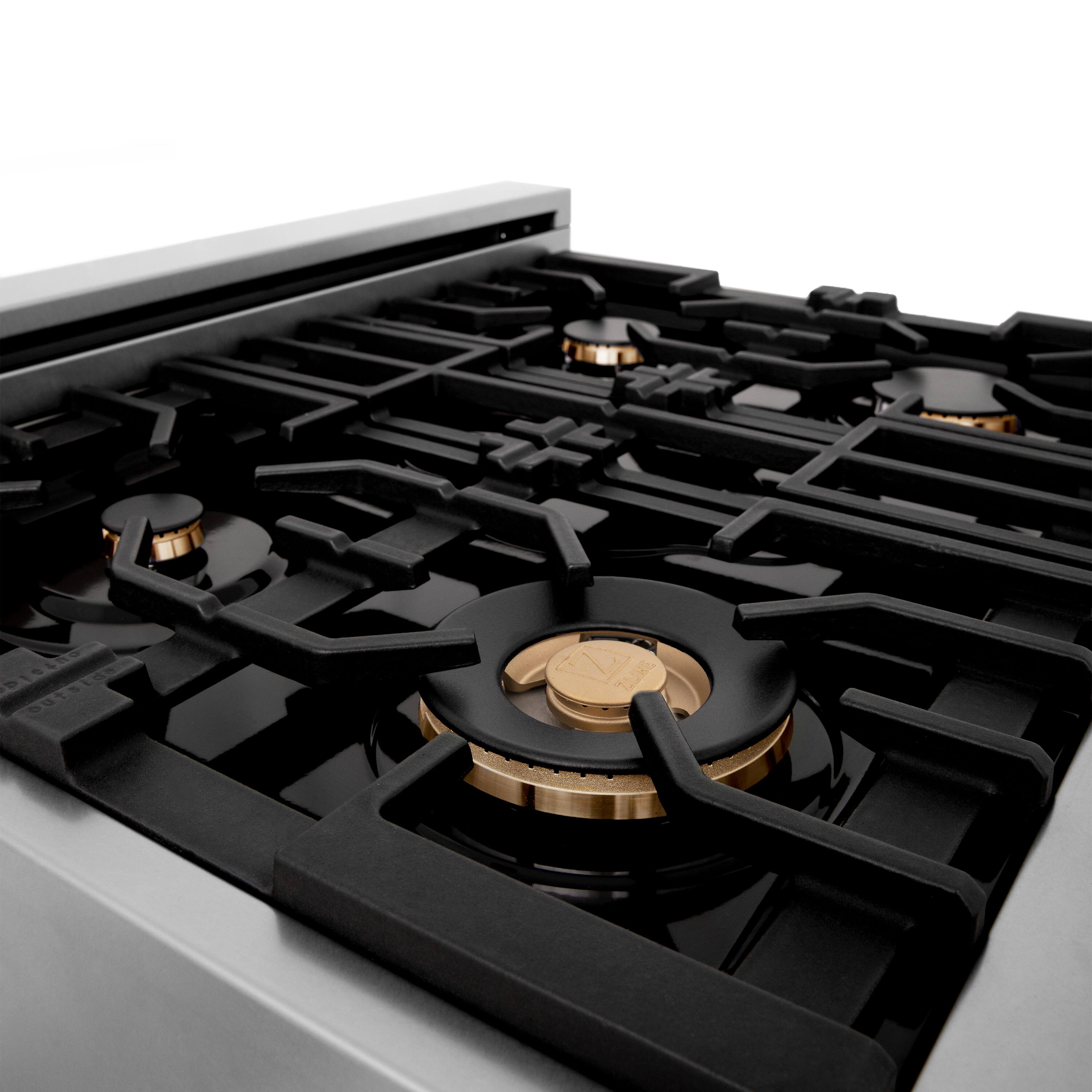 Back. ZLINE - ZLINE Autograph 30 in. Legacy Rangetop w/ 4 Burners and Matte Black Accents - Stainless Steel.