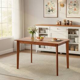 U-HOMY - 47" Solid Wood Dining Table – Knot-Free Pine, 4-Seater, Quick Assembly – - Dark Brown