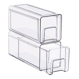 Sorbus - Small Stackable Storage Drawers – 2-Pack Plastic Organizer Bins with Handles – Pull-Out Stackable Drawers - Clear