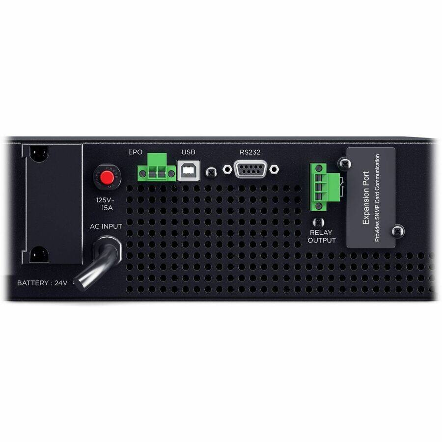 EPO 125V- 15A AC INPUT  
USB  
RS232  
RELAY OUTPUT  
Port Expansion  
Communication Card SNMP Provides  
BATTERY 24V