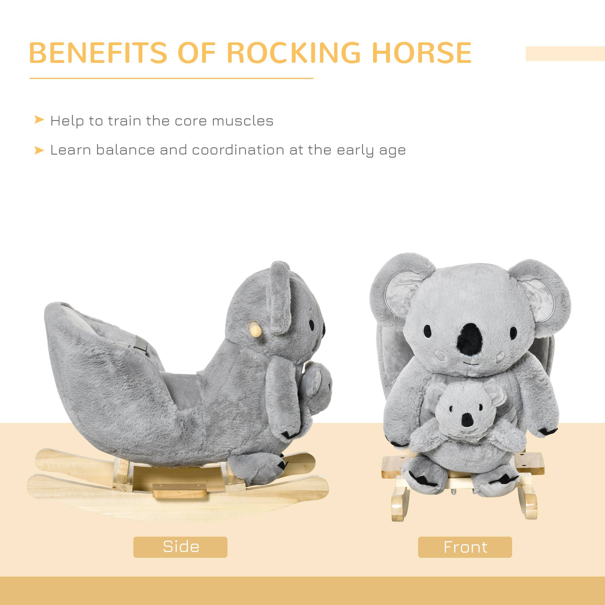 BENEFITS OF ROCKING HORSE

- Help to train the core muscles
- Learn balance and coordination at the early age

Side Front