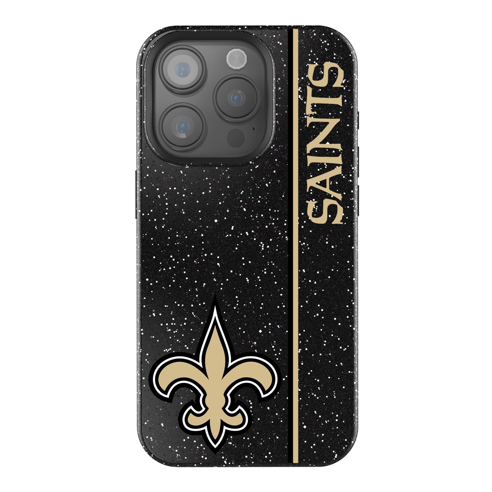 Front. Keyscaper - New Orleans Saints iPhone Bling Case - 15 Plus - Black.
