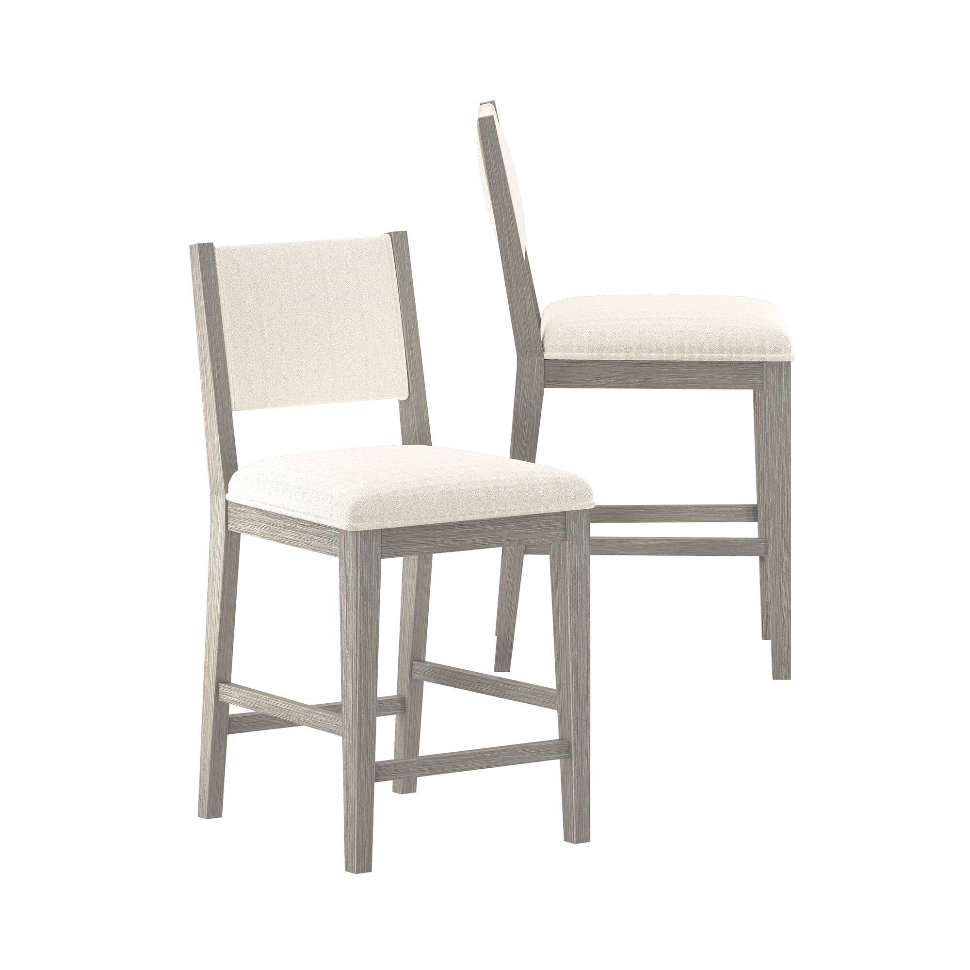 Alt View 1. Plank+Beam - Sereno Stool Counter Height (24in) (2 pack)|| Antique White/Ivory Cushion - Antique White/Ivory Cushion.