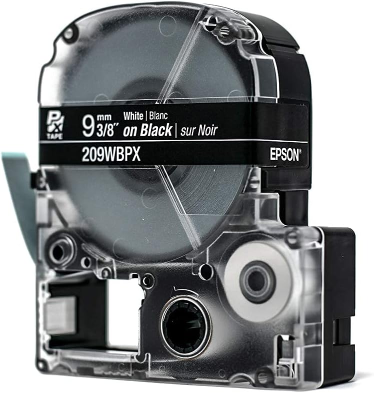 P mm White | Blanc TAPE X 9 3/8" on Black | sur Noir 209WBPX EPSON
