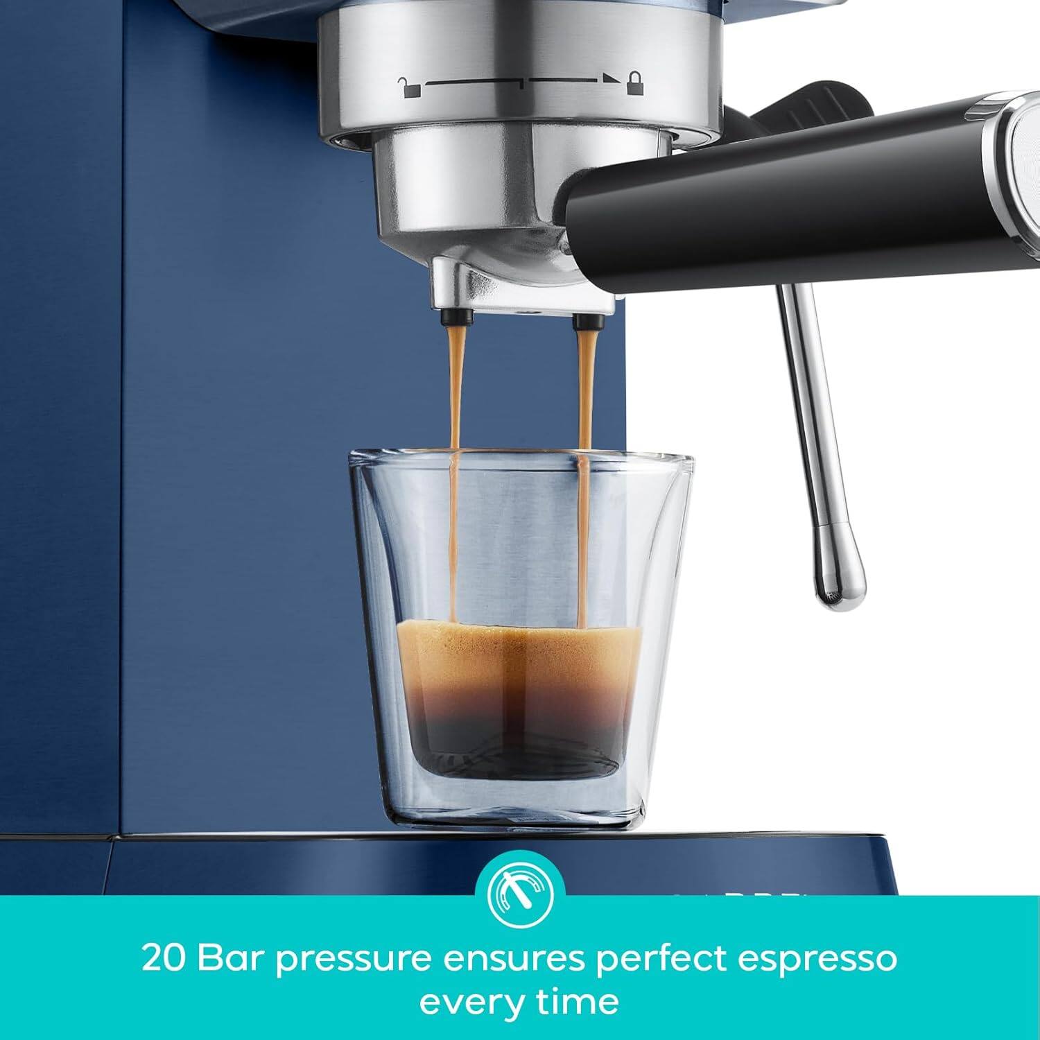 20 Bar pressure ensures perfect espresso every time