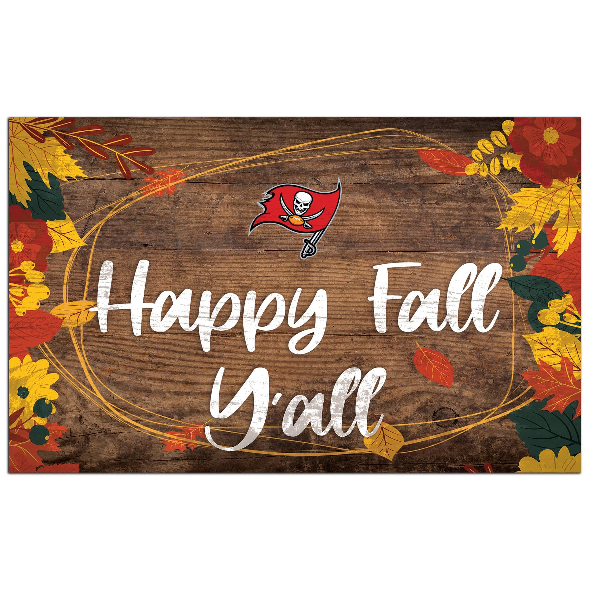 Fan Creations - Tampa Bay Buccaneers 11'' x 19'' Happy Fall Y'all Sign - Brown