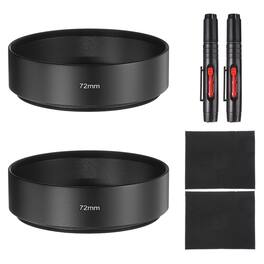 Unique Bargains - 2pcs Lens Hood Shade, 72mm Mid-focus Metal Camera Cap Shade with Cleaning Cloth & Pen - Black