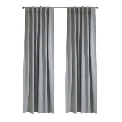 Front. Commonwealth Home Fashions - Habitat Mulberry Light Filtering Functional Dual Header Curtain Panel for Windows 54" x 95" Grey - Grey.