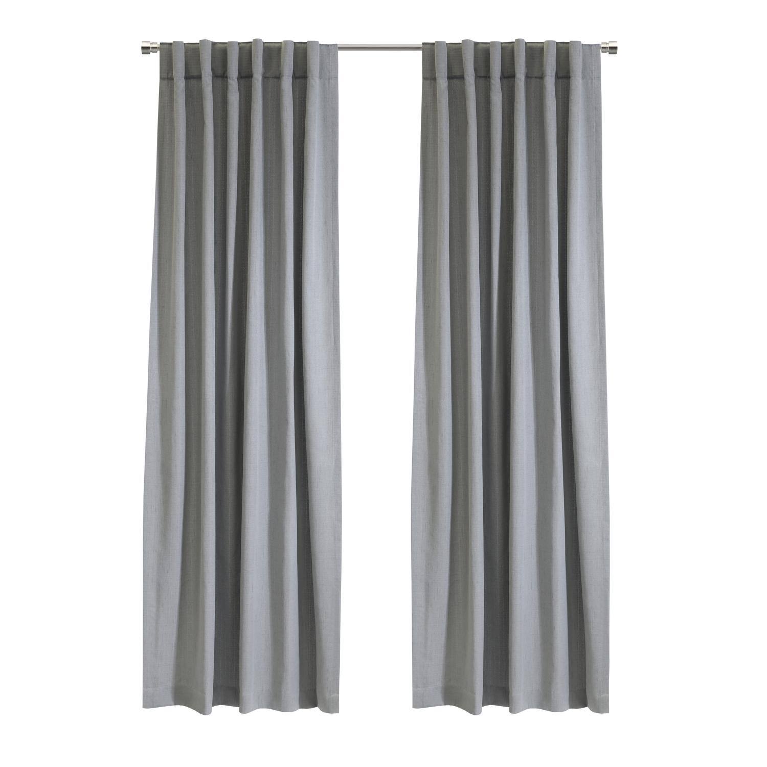 Front. Commonwealth Home Fashions - Habitat Mulberry Light Filtering Functional Dual Header Curtain Panel for Windows 54" x 95" Grey - Grey.
