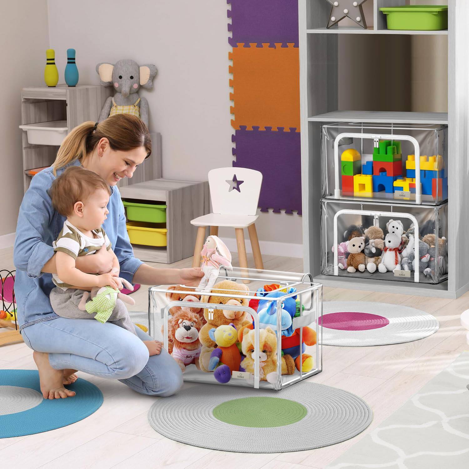 Alt View 5. Sorbus - Sorbus 2 Pack Large Stackable & Foldable Clear Plastic Storage Bags - Clear.