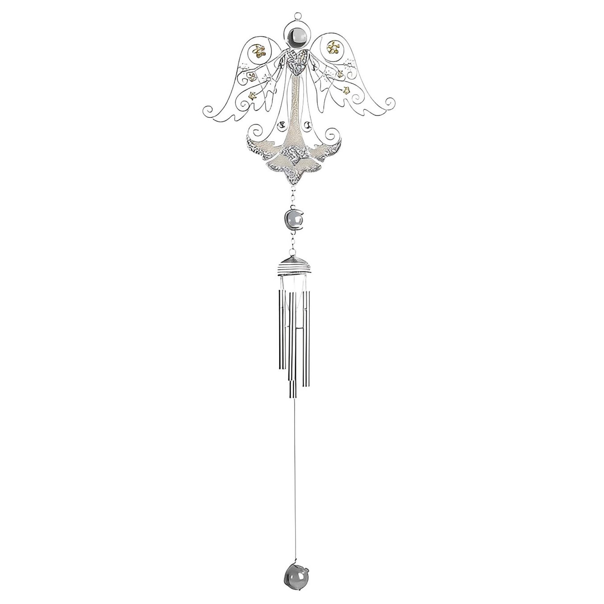 Front. FC Design - FC Design 23" Long Silver Angel Copper and Gem Wind Chime Outdoor Patio or Garden Hanging Decoration - Multi-Color.