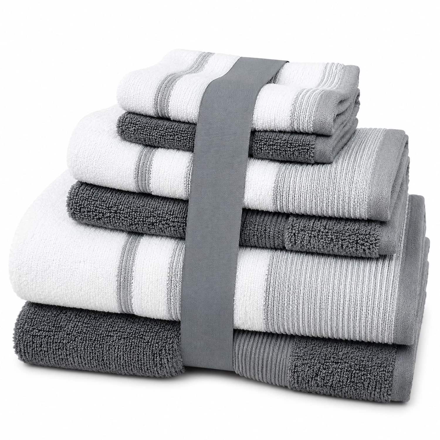 Plazatex - Two Tone Zero Twist 100% Cotton Soft & Absorbent 6 Piece Bathroom Towel Set - Gray price history on PriceWatchPro