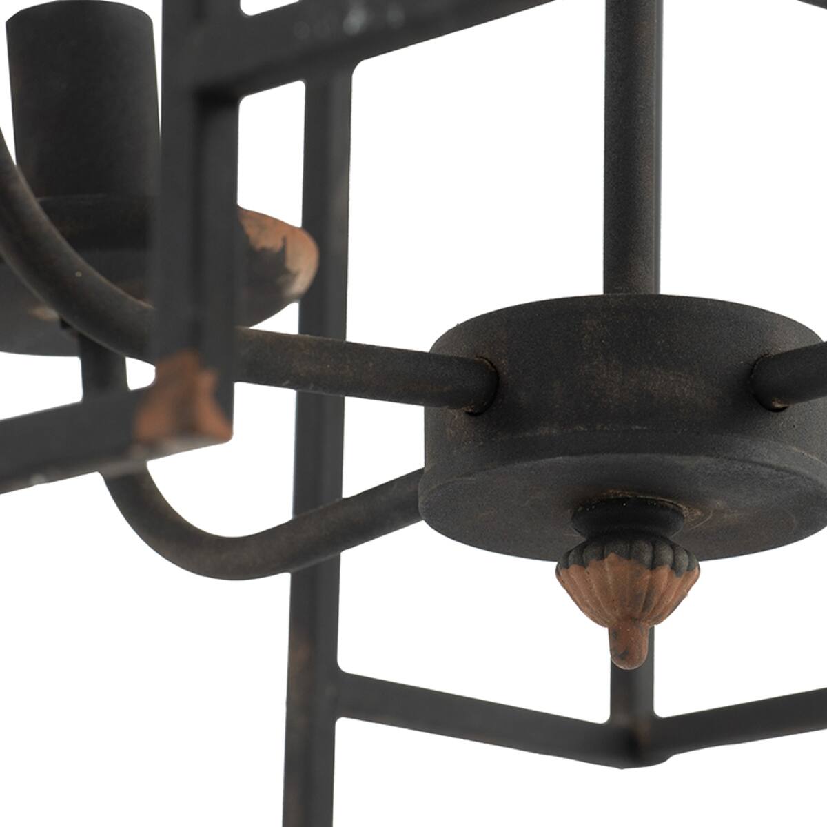 Alt View 2. Loheer - Loheer Four Light Satin Black Chandelier, Iron Entryway Foyer Hanging Light Fixture.