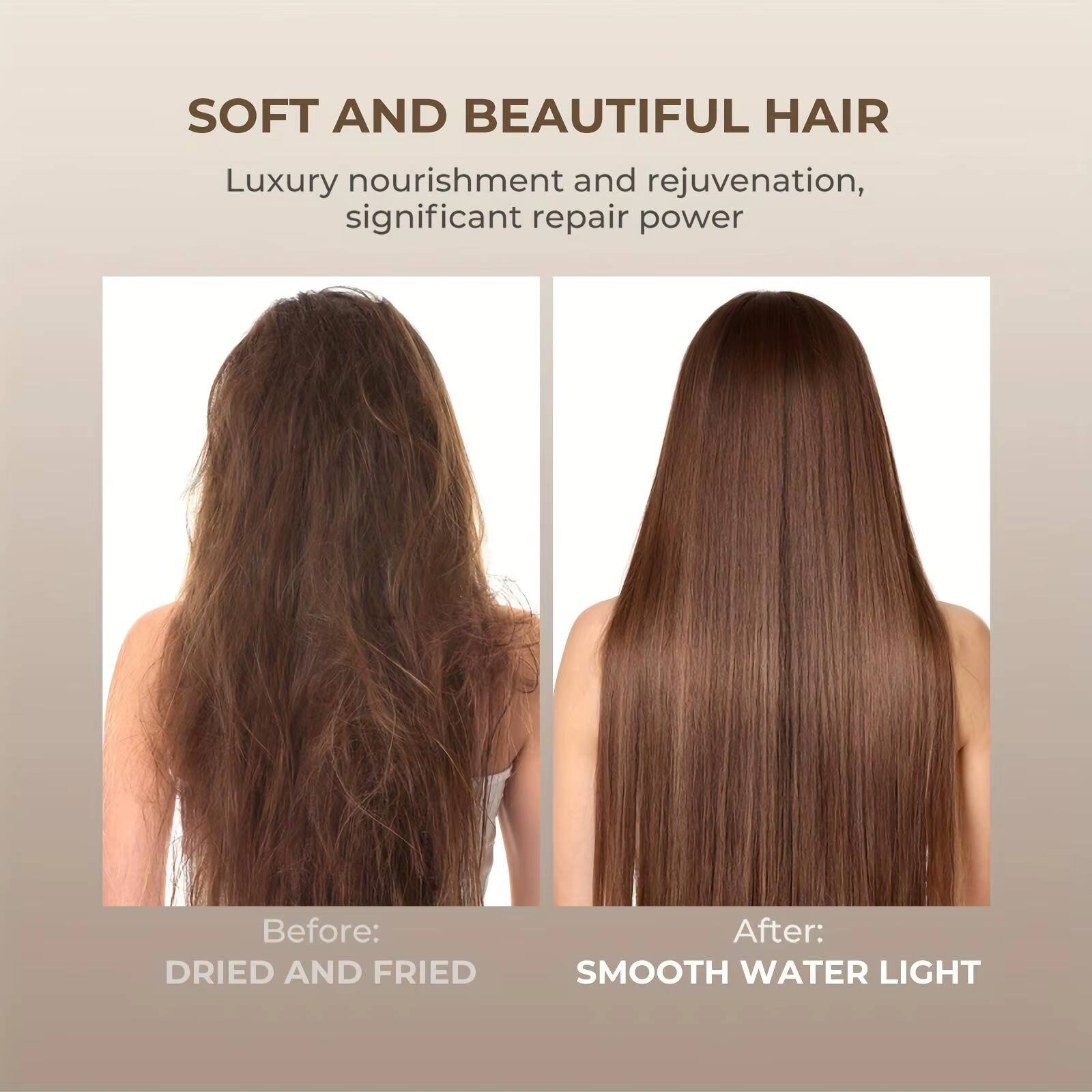 SOFT AND BEAUTIFUL HAIR

Luxury nourishment and rejuvenation, significant repair power

Before: DRIED AND FRIED

After: SMOOTH WATER LIGHT