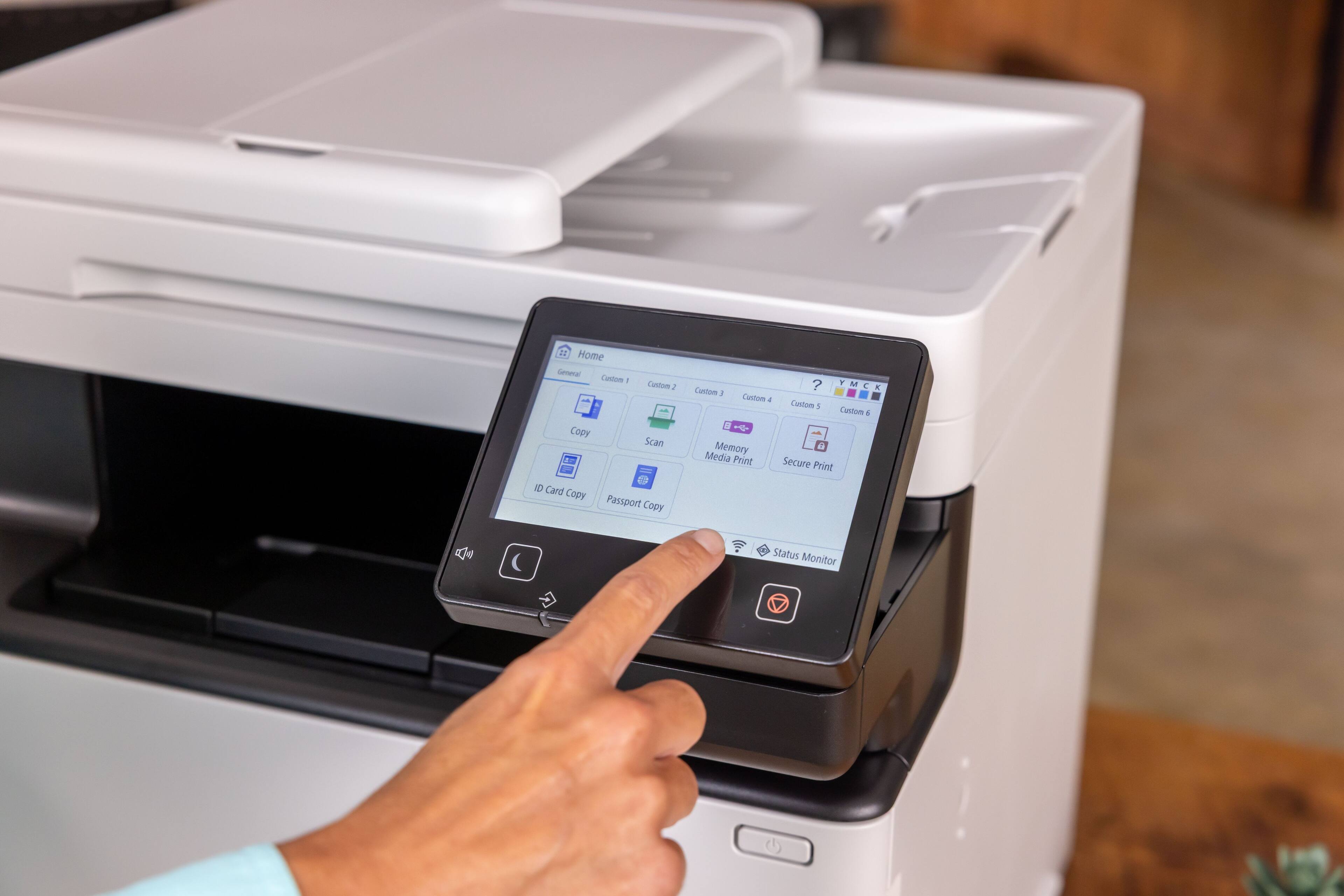 Home  
General  
Custom 1  
Custom 2  
Custom 3  
Custom 4  
Custom 5  
Custom 6  

Copy  
Scan  
ID Card Copy  
Passport Copy  
Media Print  
Secure Print  

Status Monitor