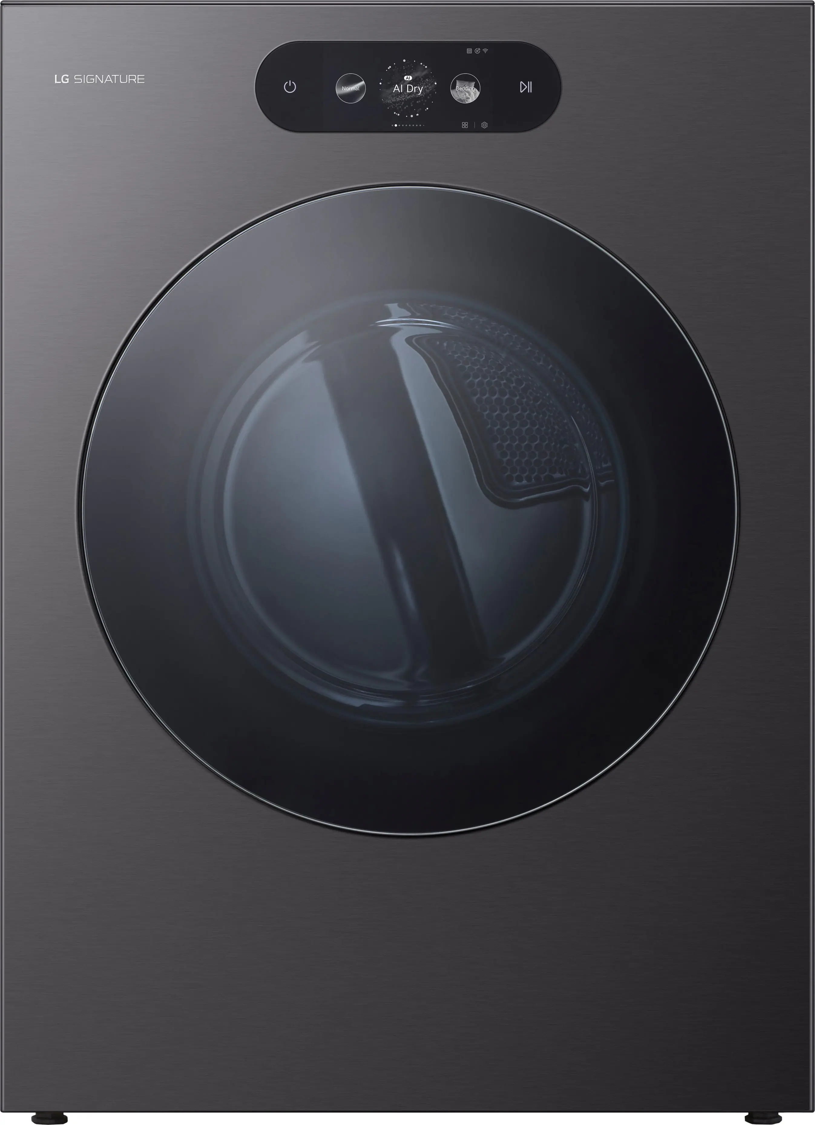 LG - SIGNATURE 9.0 Cu. Ft. Stackable Smart Electric Dryer with TurboSteam and AI Sensor Dry - Brushed Black Steel