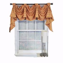 RLF Home - Modern Design Orange Lane Victory Swag 3-Scoop Window Valance 50" x 25" - Mustard