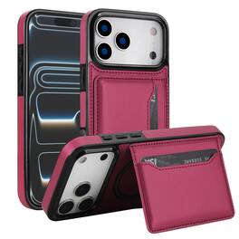 Dteck - PU Leather Wallet Case for Apple iPhone 18 Pro Max with Integrated Flip Stand, Shockproof Cover for Car Magnetic Mounts - Red