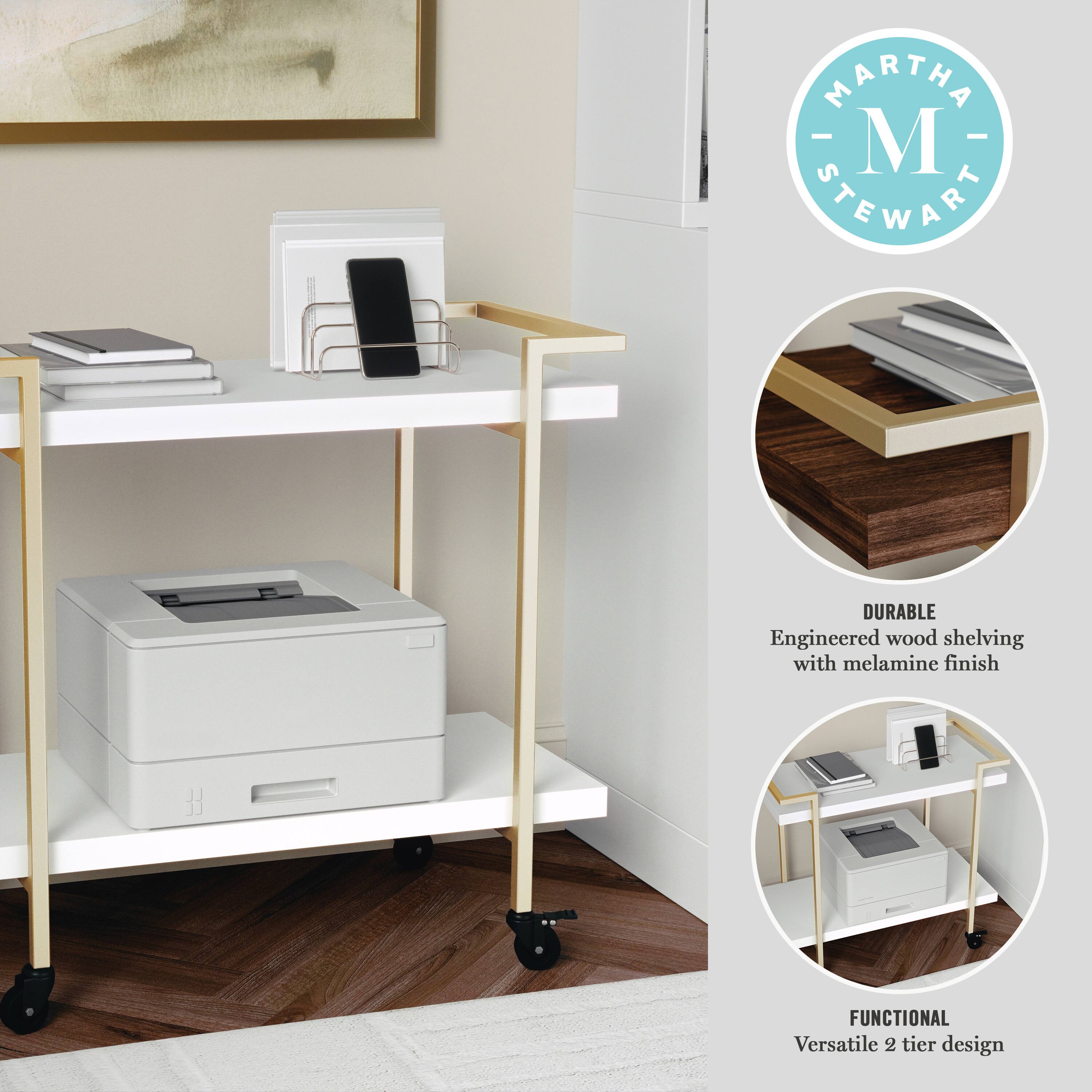 MARTHA STEWART DURABLE Engineered wood shelving with melamine finish FUNCTIONAL Versatile 2 tier design