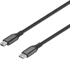 Front. Insignia™ - 6-Foot USB-C to Mini-B Charge-and-Sync Cable - Black.