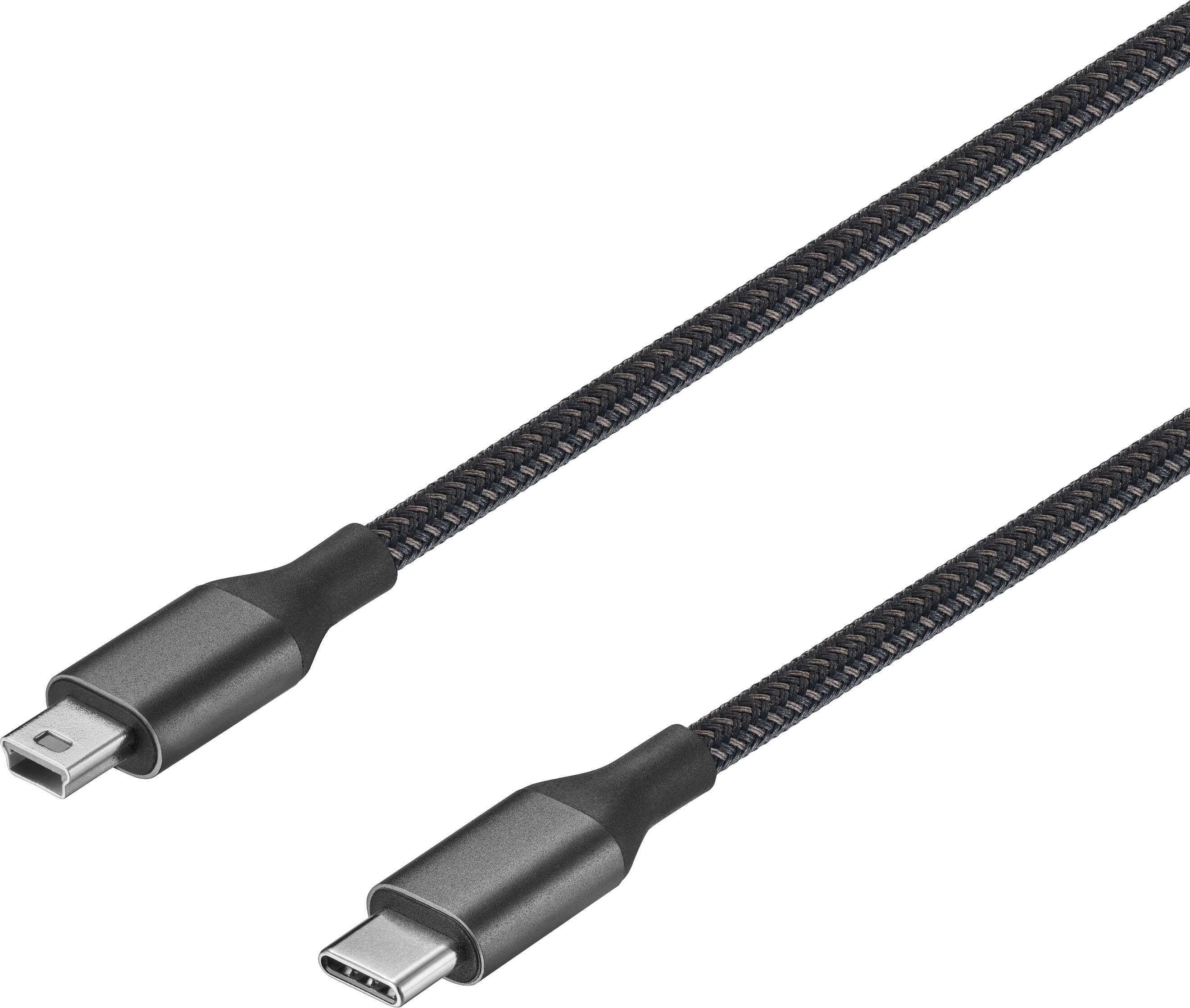 Insignia™ - 6-Foot USB-C to Mini-B Charge-and-Sync Cable - Black