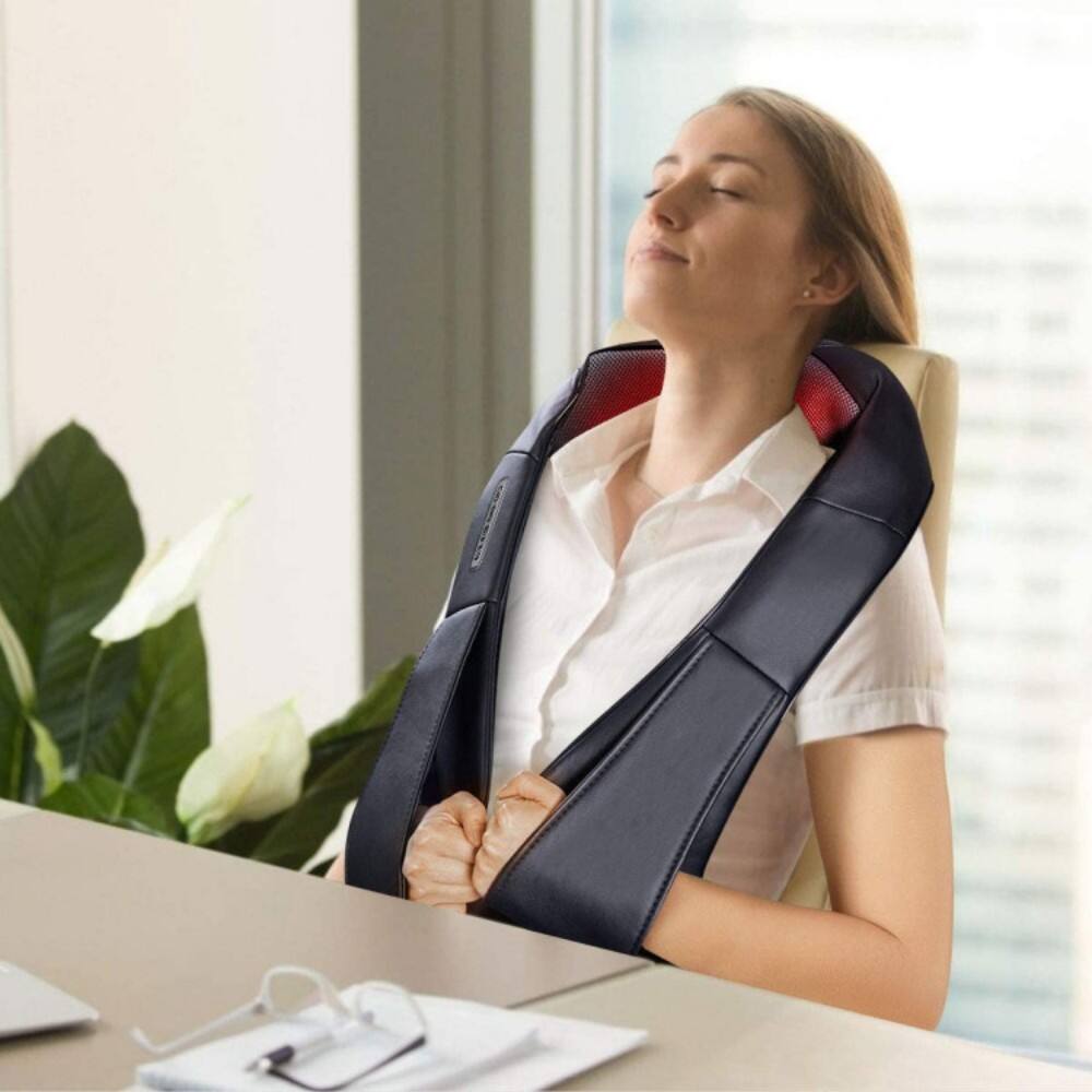 Alt View 1. SKONYON - Electric Back Neck Shoulder Massager with Deep Kneading Rollers and Heat Therapy for Home Office Relaxation.