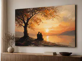 FC Design - Large Canvas 24x36" Ready-to-Hang 24x36" Romantic Couple Under Tree Art Painting Home Wall Décor - MultiColor