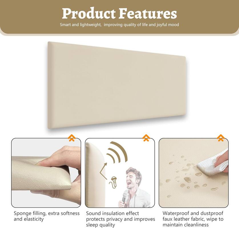 Sponge filling, extra softness and elasticity

Sound insulation effect protects privacy and improves sleep quality

Waterproof and dustproof faux leather fabric, wipe to maintain cleanliness