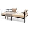 Front. Costway - Costway Twin Daybed Sofa Bed Frame Metal Platform with Headboard for Guest - Living Room - Black.