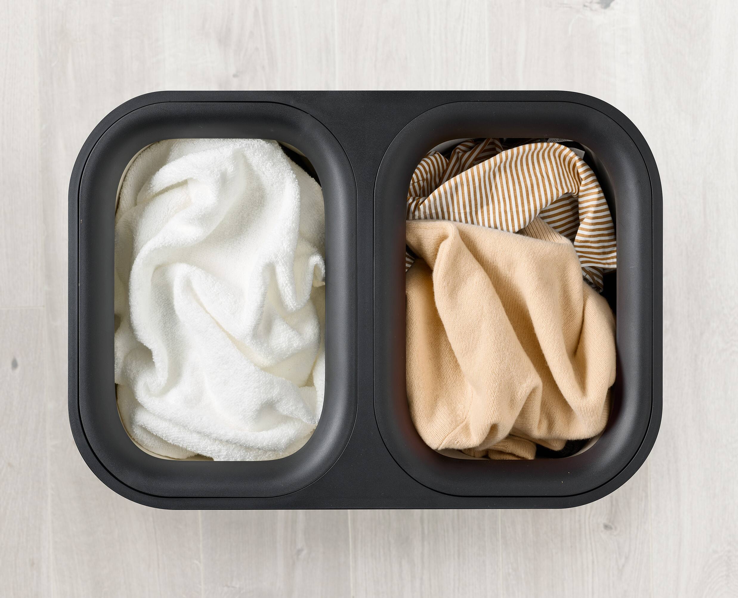 Alt View 1. Joseph Joseph - Tota Luxe 90-liter Bamboo Laundry Separation Hamper - Black.