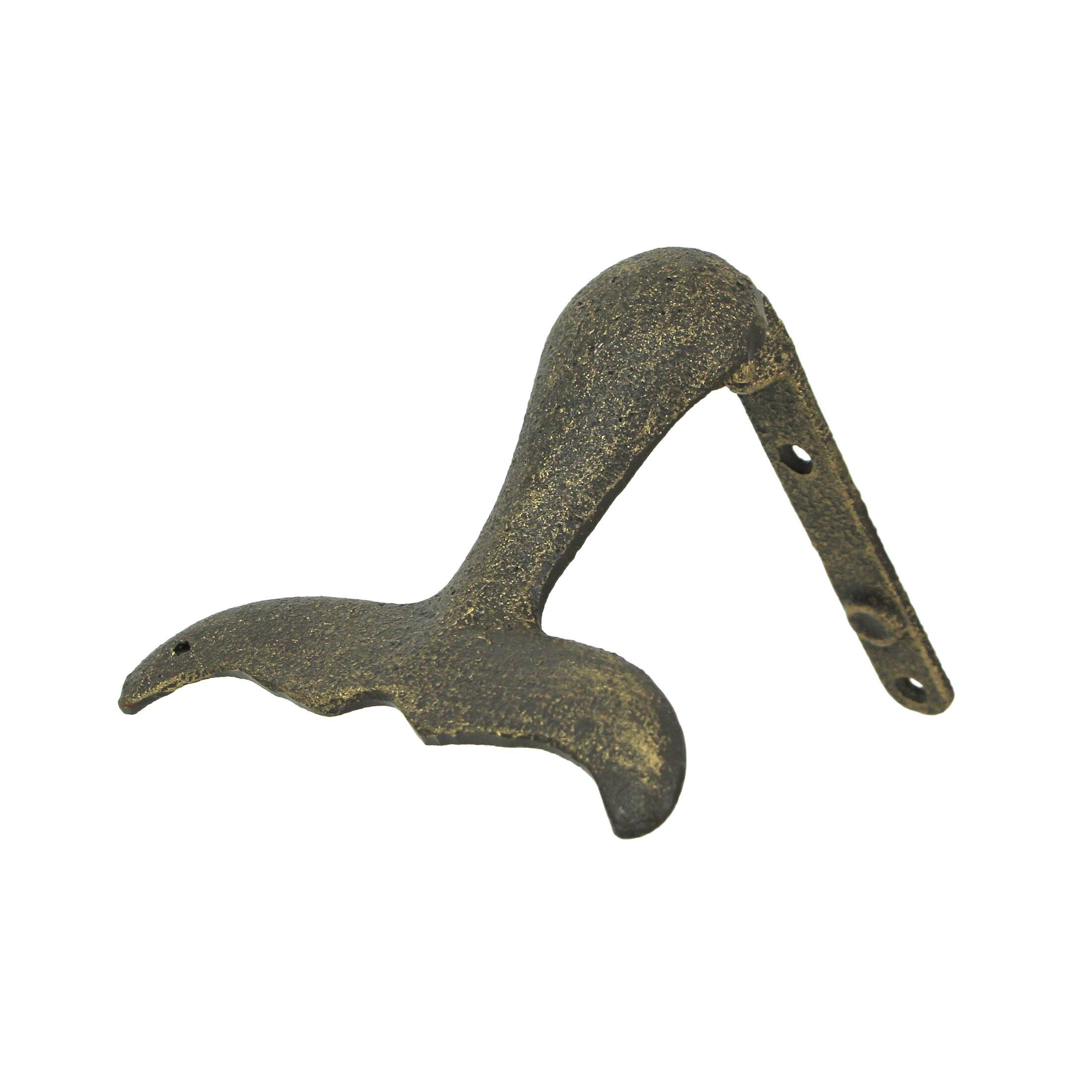 Alt View 1. Zeckos - Cast Iron Whale Tail Door Knocker Bronze Decorative Coastal Accent Nautical - Bronze.