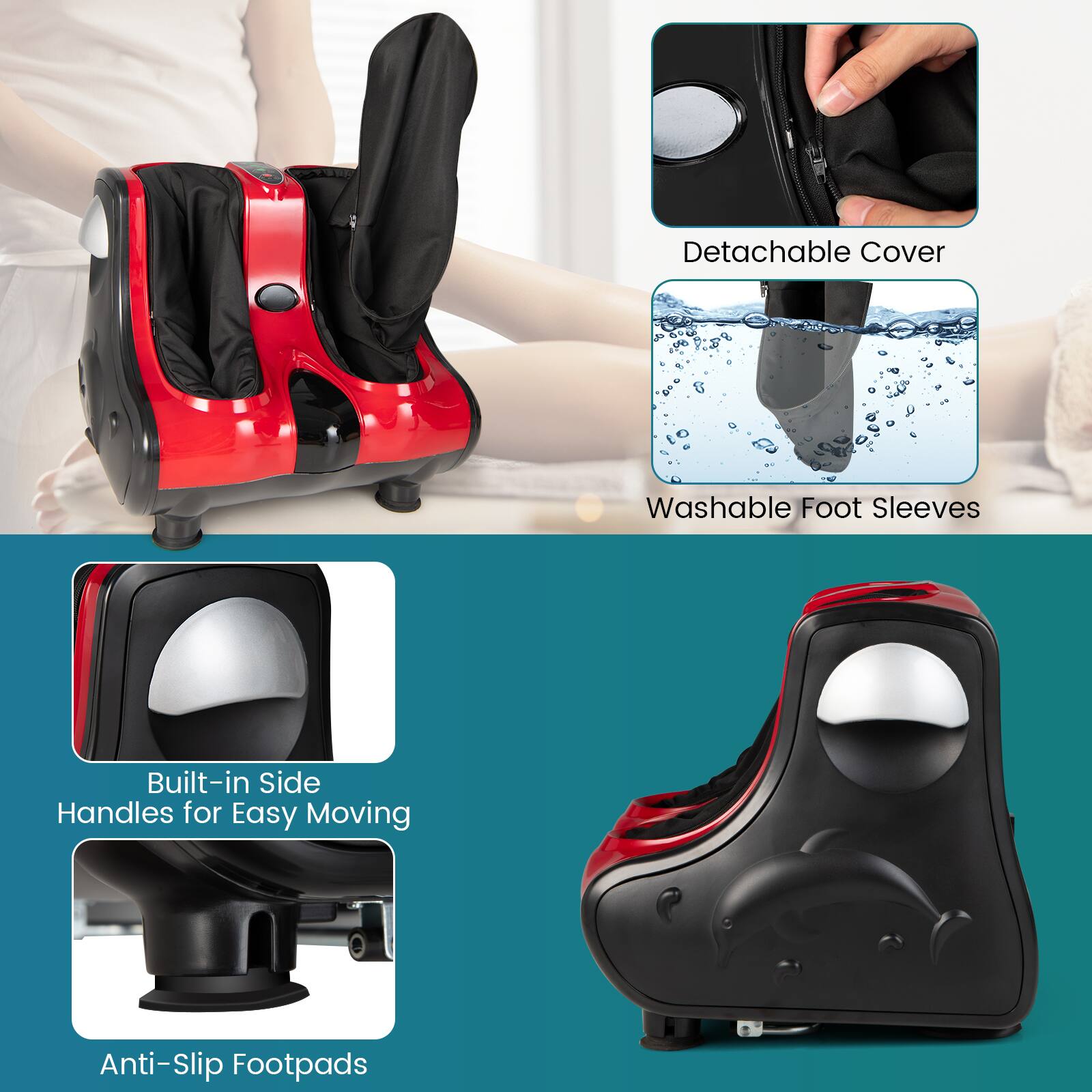 - Detachable Cover
- Washable Foot Sleeves
- Built-in Side Handles for Easy Moving
- Anti-Slip Footpads