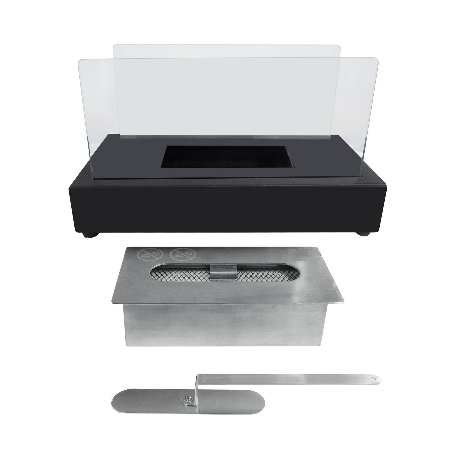 Angle. Spaco - Rectangle Tabletop Bio Ethanol Fireplace, Portable Indoor Outdoor Bioethanol Burner Heater - Black.