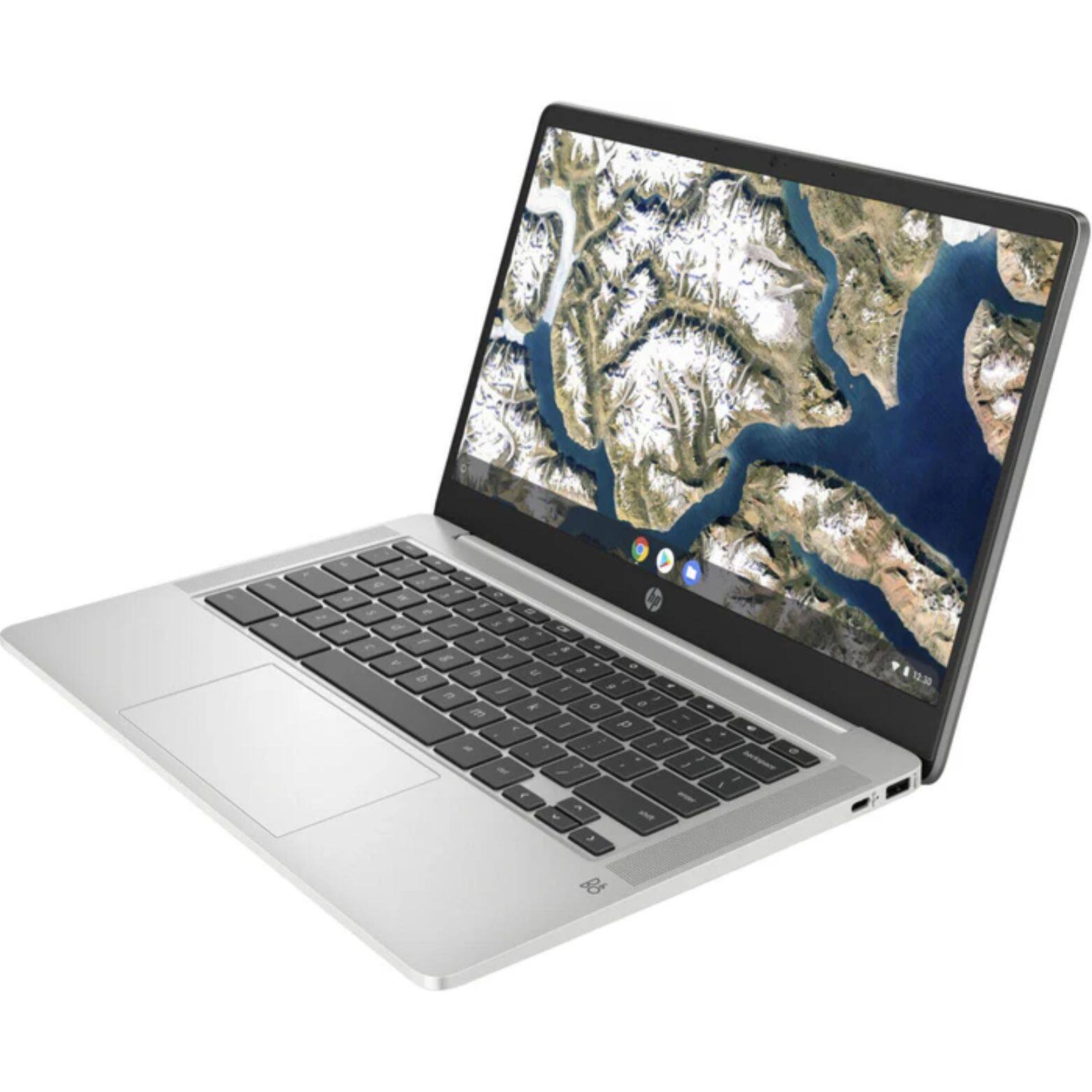 Alt View 1. HP - 14a-NA1093cl 14" FHD Intel Celeron N4500 1.1 GHz up to 2.8 GHz 8 GB 128 GB eMMC Intel UHD Graphics Chrome OS Chromebook - Mineral Silver.