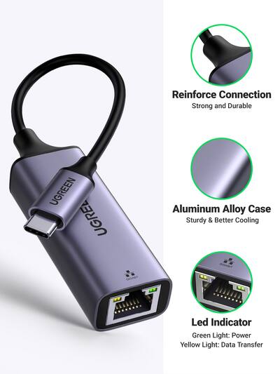 Adattatore USB Ethernet, 5 in 1 Adattatore USB-C a Ethernet RJ45 Adattatore USB Ethernet, 5 in 1 Adattatore USB-C a Ethernet RJ45