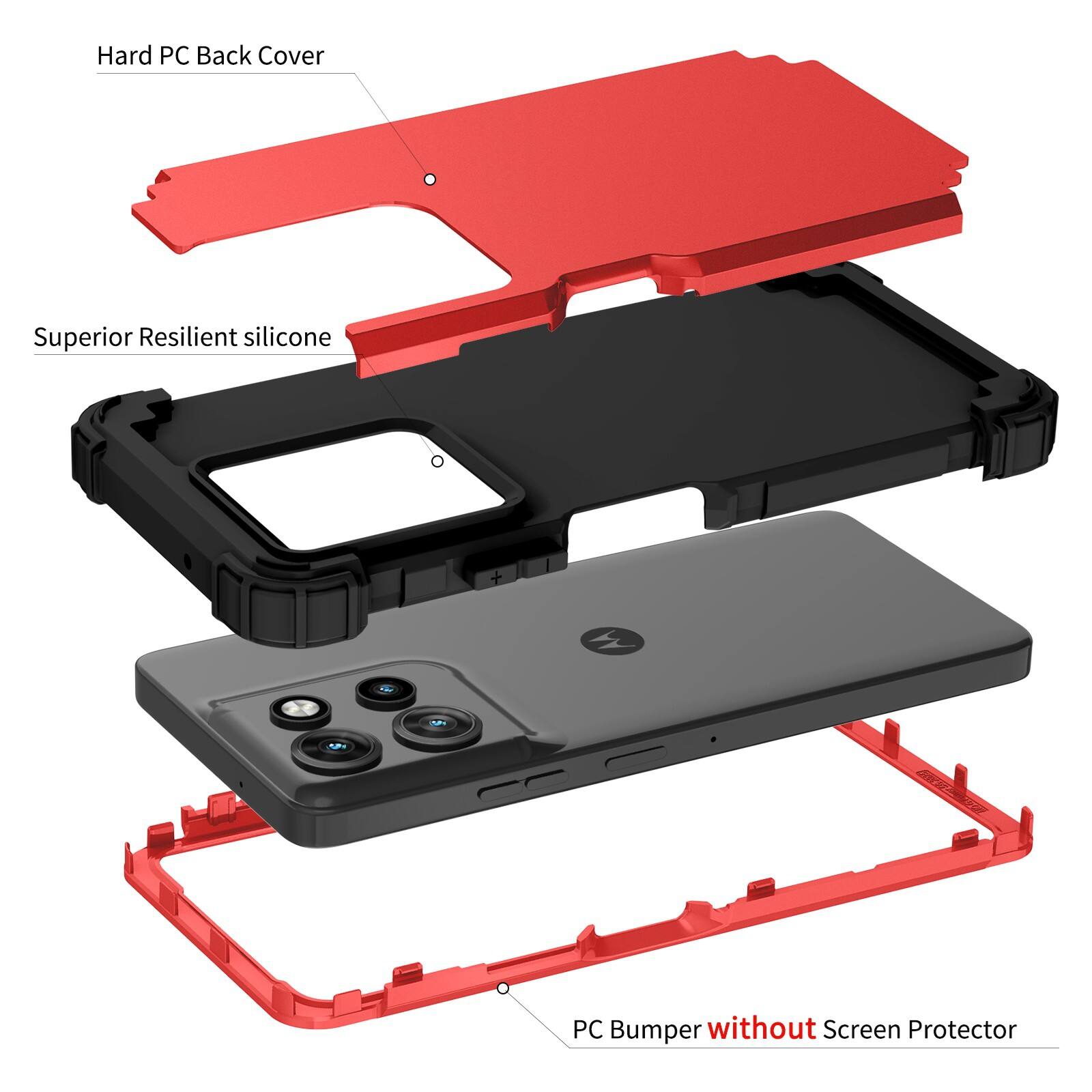 Hard PC Back Cover  
Superior Resilient Silicone  
PC Bumper without Screen Protector