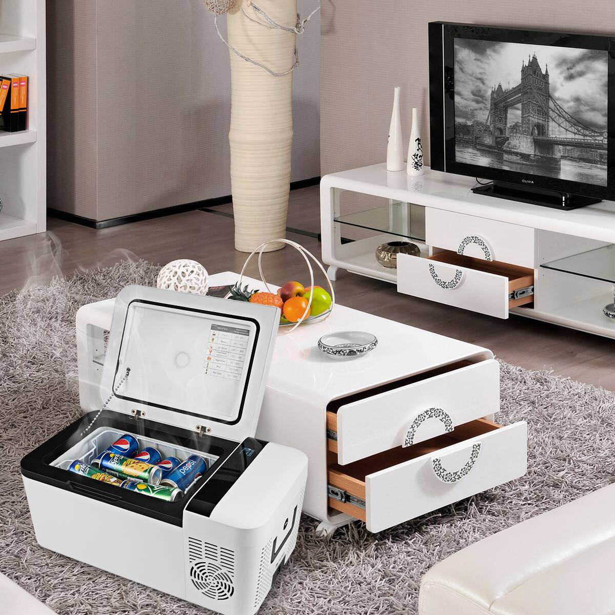 Costway 16 Quart Portable Car Refrigerator Mini Cooler/ Freezer