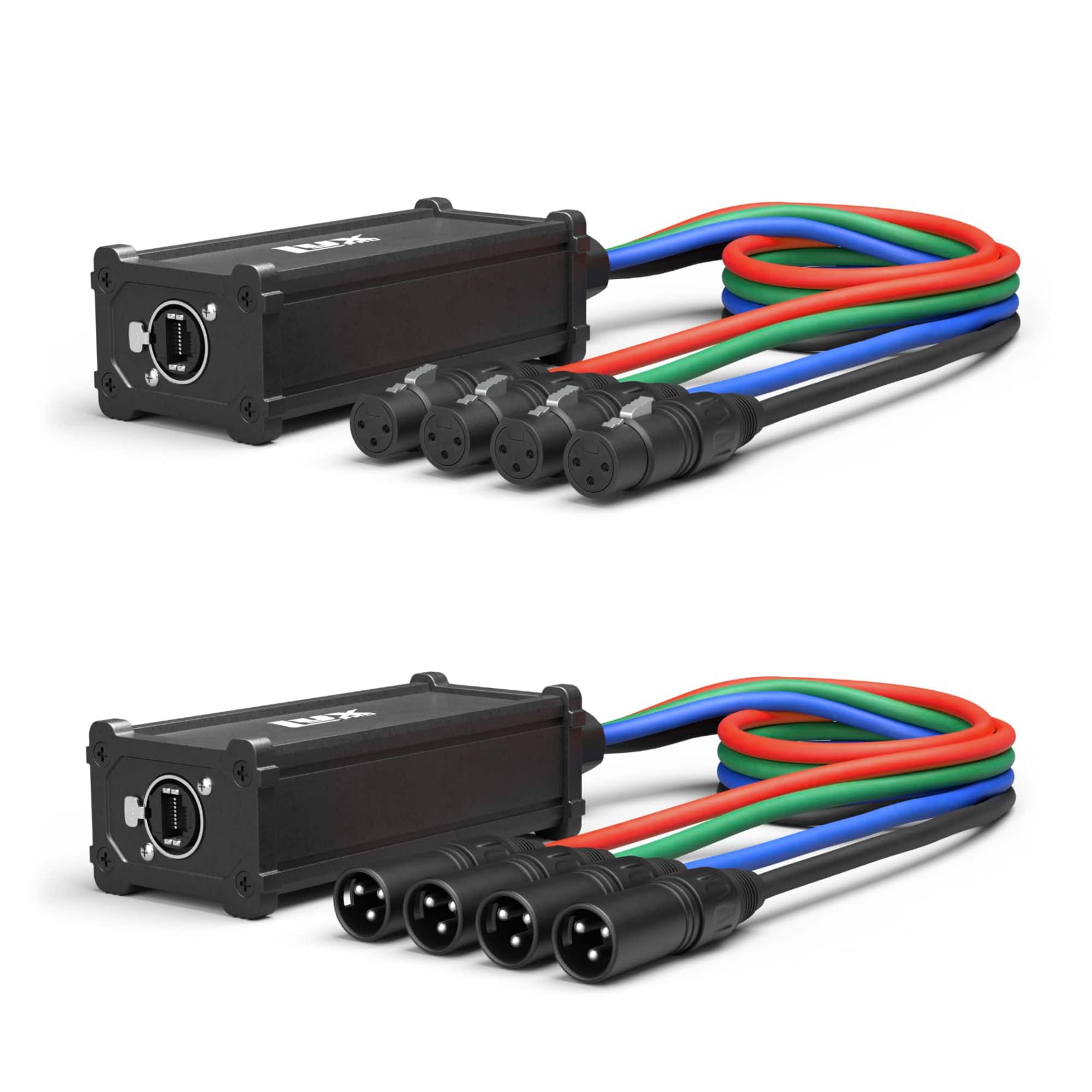Lyxpro - Pair of Audio Snake 4 Channel XLR 3 Pin Network Breakout for Stage Sound and Recording Studio - Multi