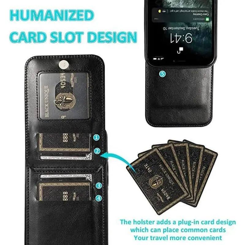 HUMANIZED CARD SLOT DESIGN

UNIQUE BLACK

The holster adds a plug-in card design which can place common cards Your travel more convenient