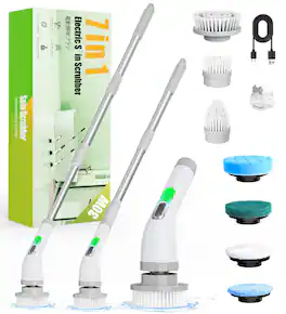 Loheer - Electric Spin Scrubber, Cordless Bathroom Scrubber Cleaning Brush for Floor, Bathtub, Kitchen