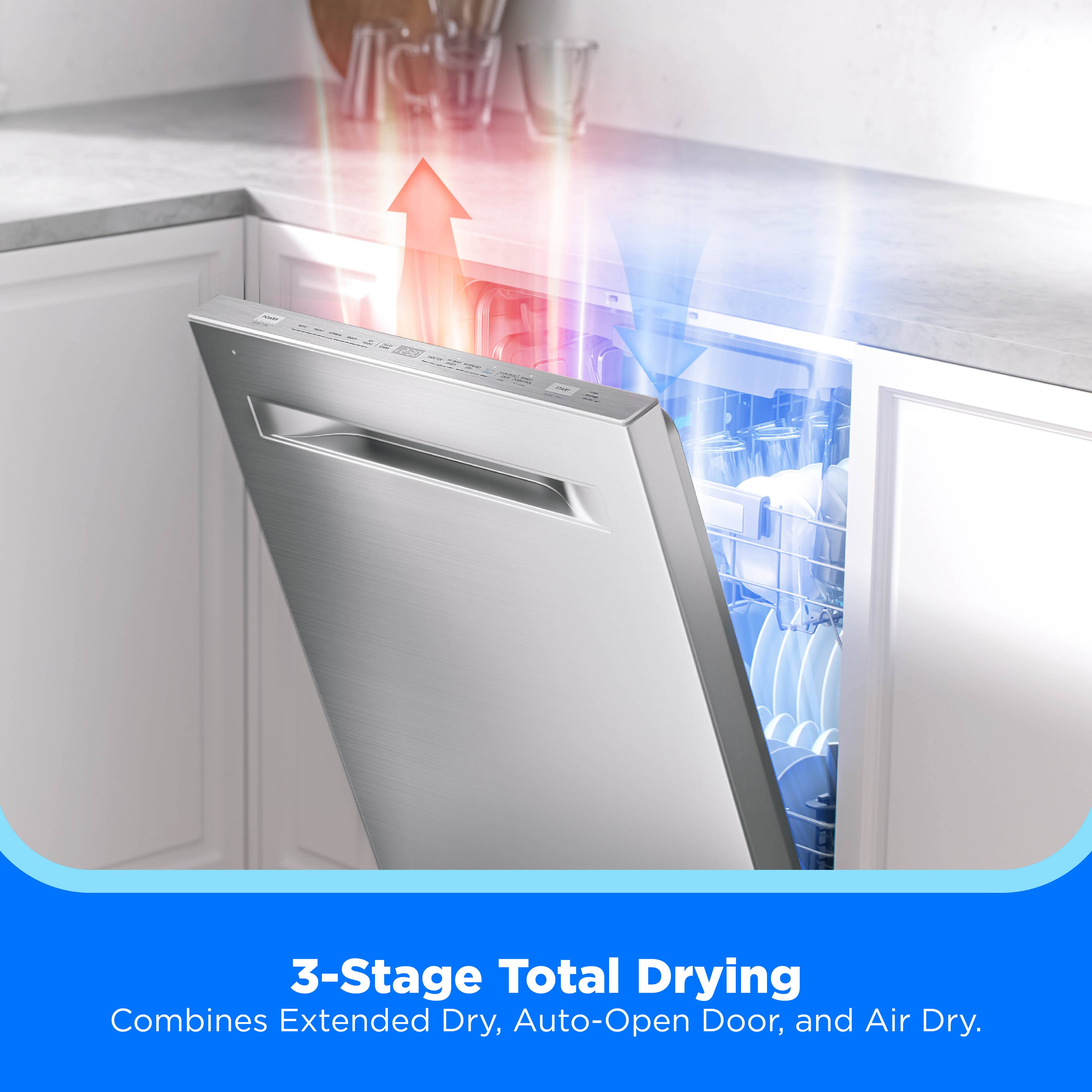 3-Stage Total Drying  
Combines Extended Dry, Auto-Open Door, and Air Dry.