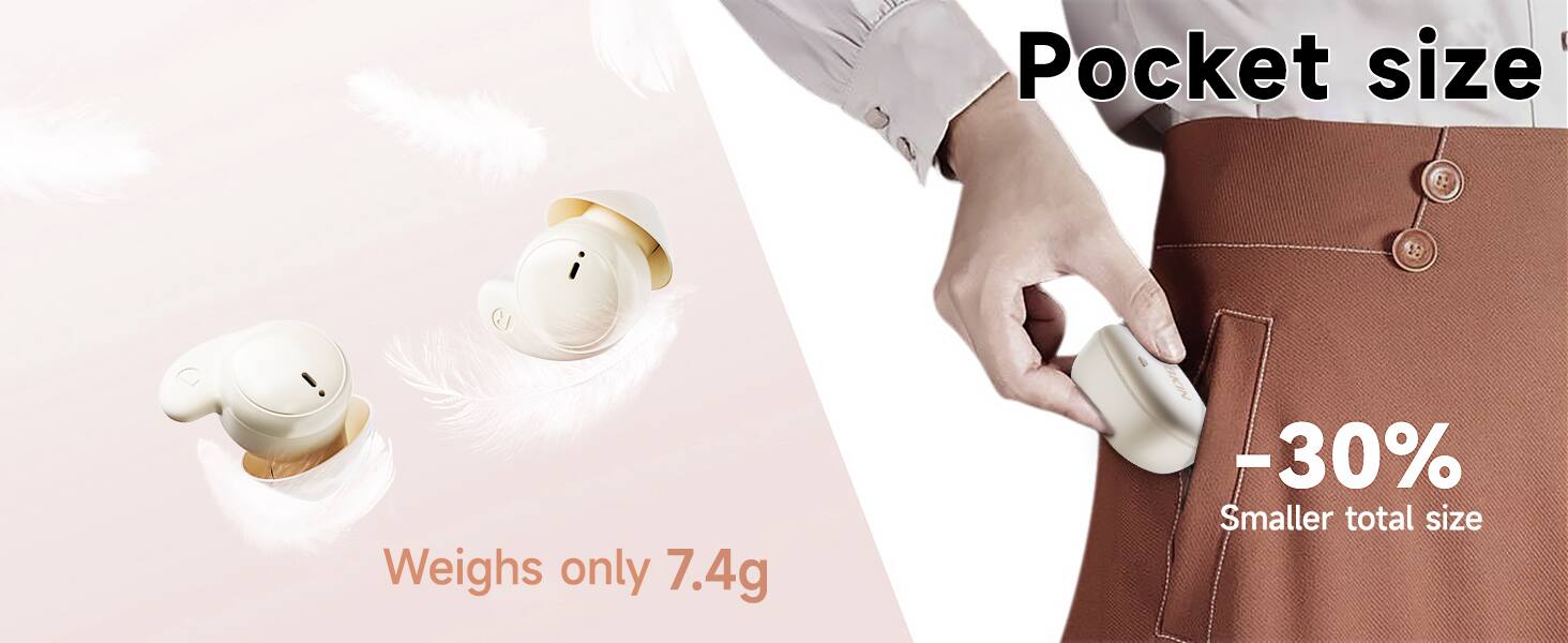Pocket size  
Weighs only 7.4g  
-30% Smaller total size