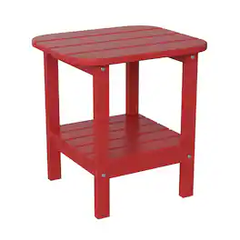 Emma + Oliver - Tiverton Two Tier Polyresin Adirondack Side Table - All-Weather for Indoor/Outdoor Use - Red