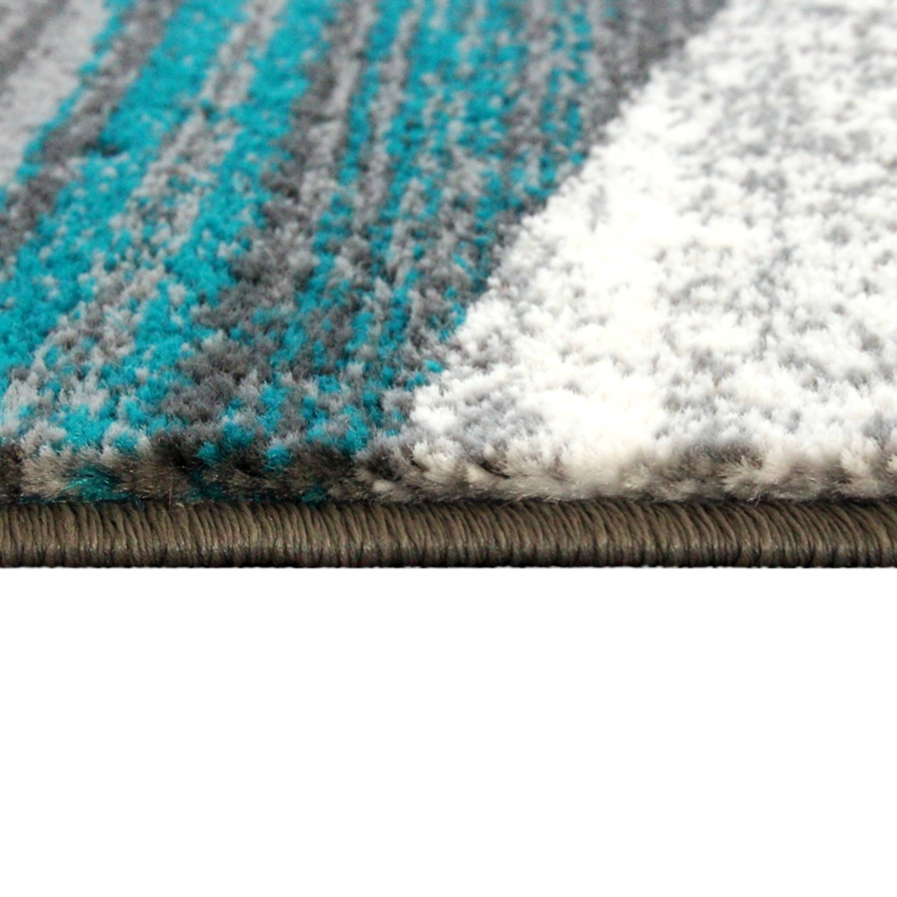Alt View 5. Emma + Oliver - Aeris Contemporary Swirl Plush Pile Accent Rug with Scraped Effect and Jute Backing - Turquoise.