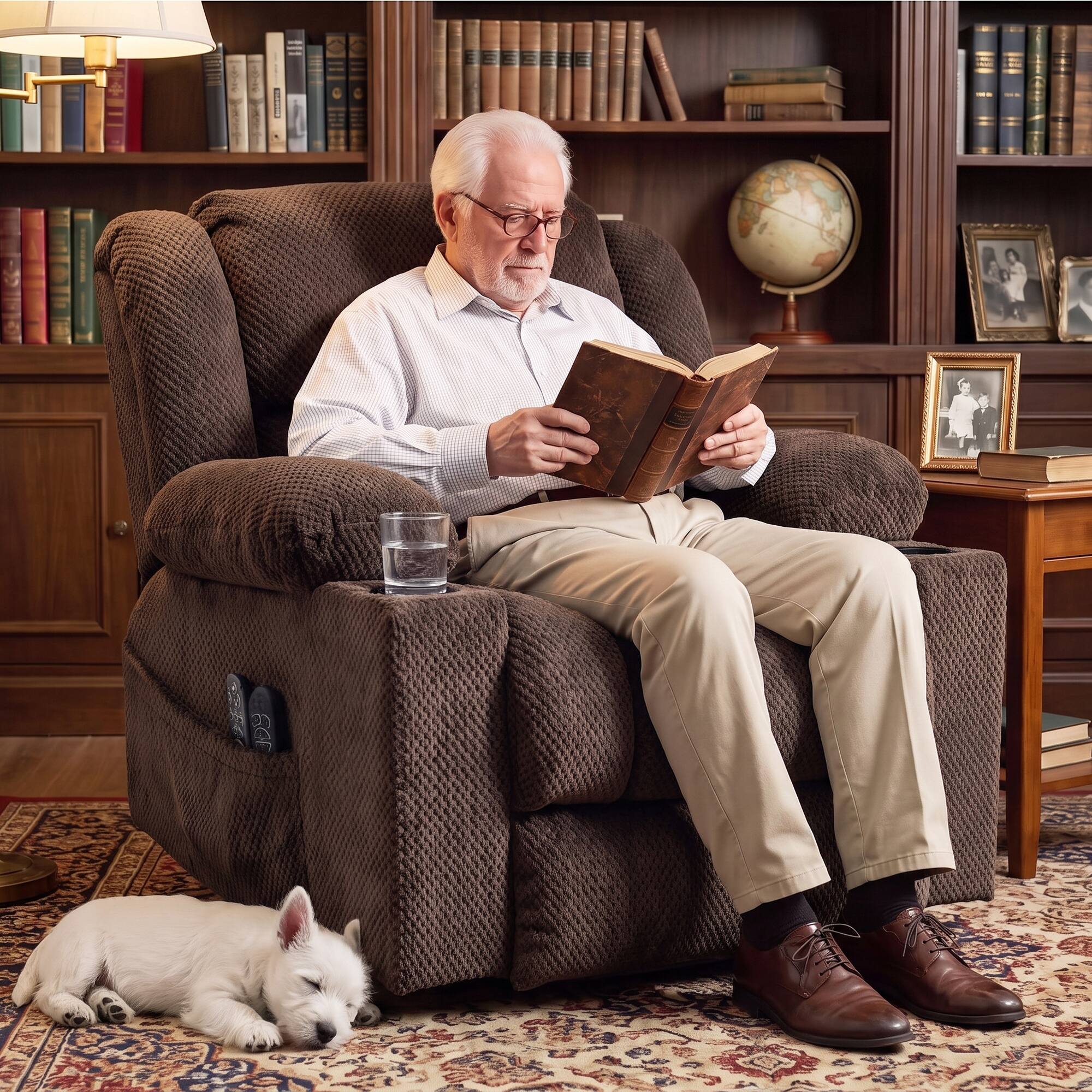 Alt View 1. Homcom - Motor Power Lift Recliner Chair with Massage and Heat for Elderly, 180° Flat Recline, Wide Seat - Dark Brown.
