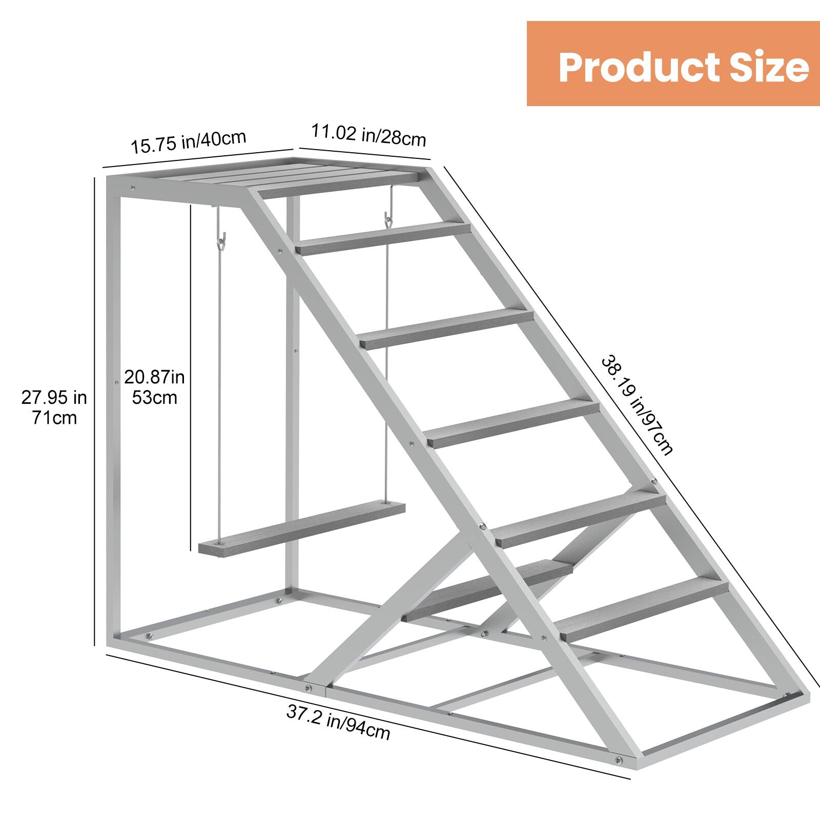 Product Size  
15.75 in/40cm  
11.02 in/28cm  
27.95 in/71cm  
20.87 in/53cm  
38.19 in/97cm  
37.2 in/94cm