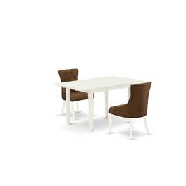 East West Furniture - Dining Table- Parson Chairs - Brown