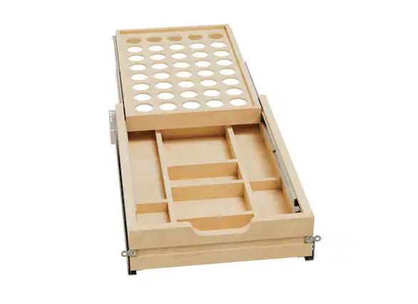 Front. Rev-A-Shelf - Rev-A-Shelf 15'' Tiered K-Cup Drawer Organizer w/ Soft-close, 4WTCD-18HSC-KCUP-1 - Maple.