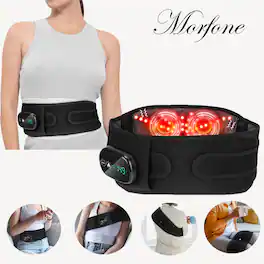 Morfone - 102 Red LED Beads 3 Speed Heating and Vibration Wireless Heating Massage Pad - Black
