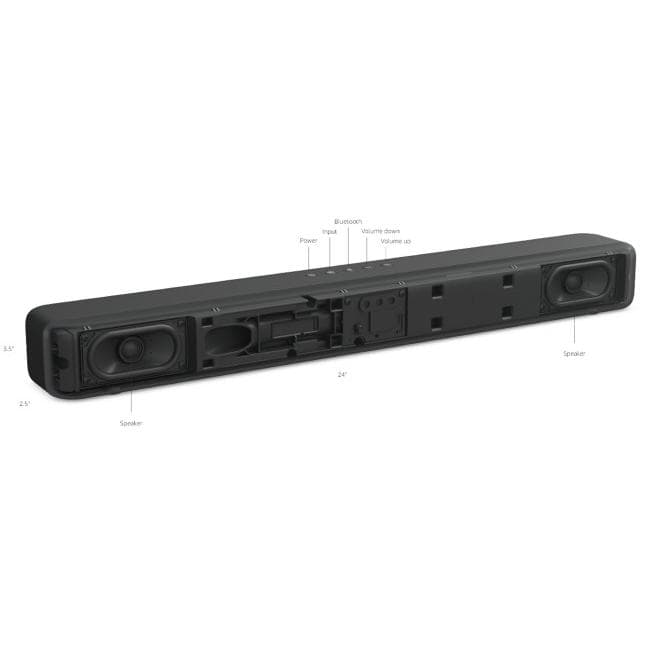 Power  
Bluetooth  
Input  
Volume down  
Volume up  
Speaker  
Speaker  
24"  
14"  
24"